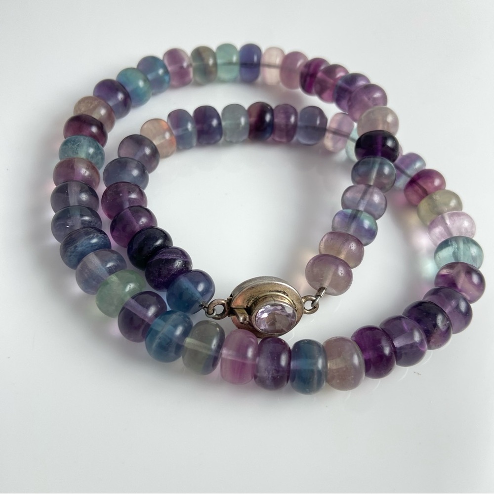 Multicolor Fluorite Gemstone Beaded Necklace - image 1